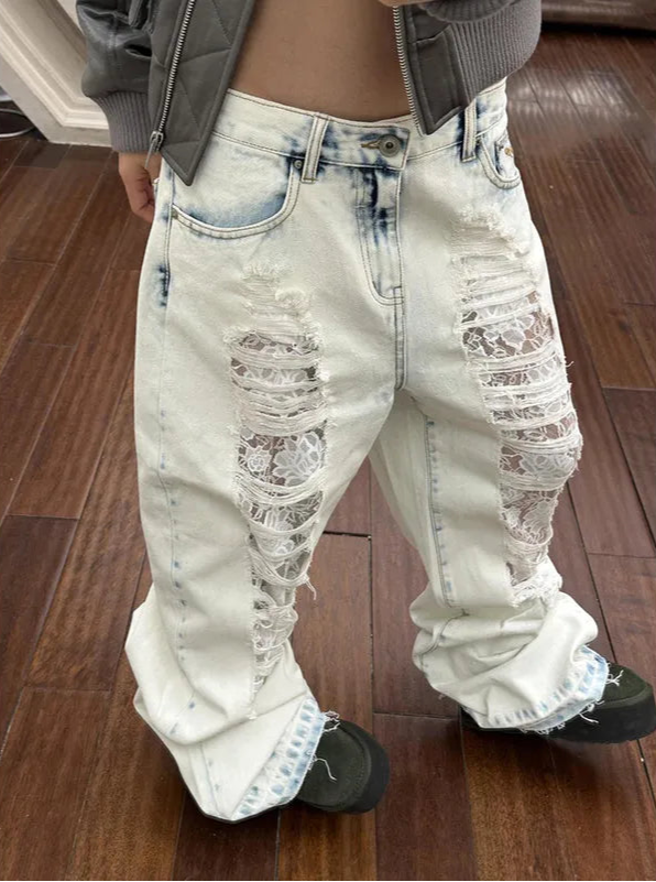 VILZSTUDIOS Vintage Ripped Straight Jeans