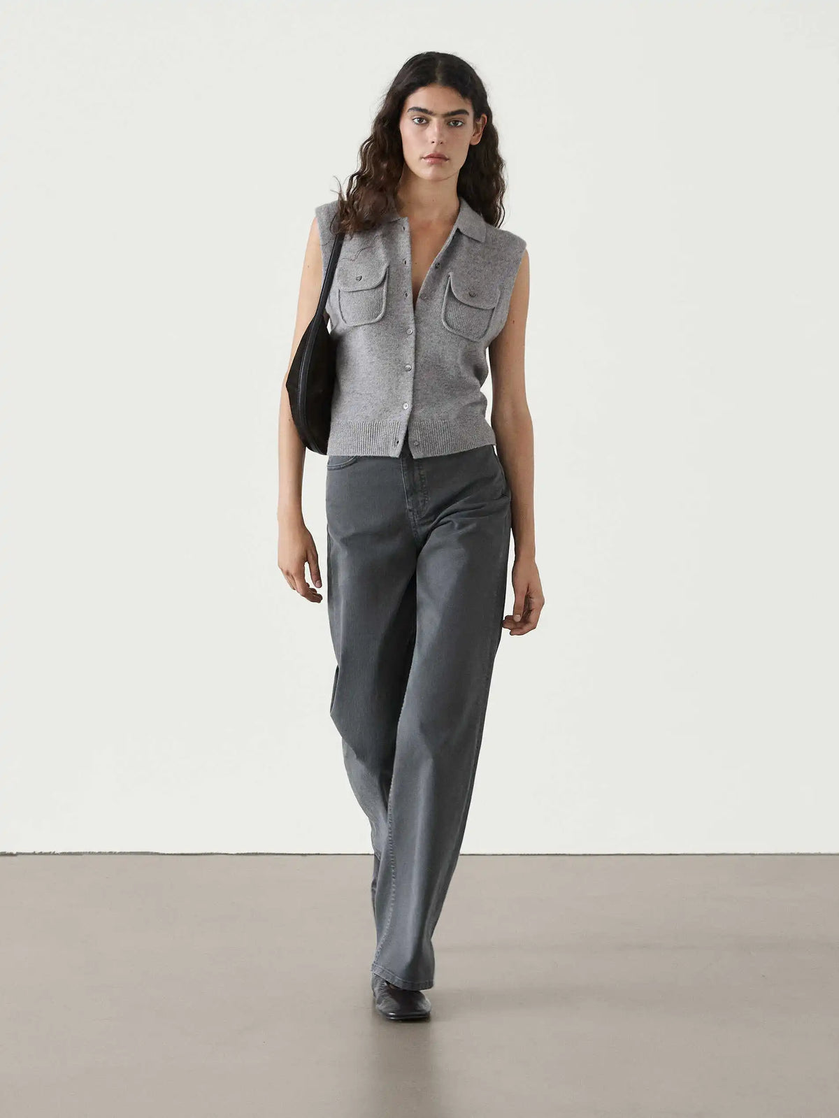VILZSTUDIOS Grey Woolen Knit Sleeveless Vest