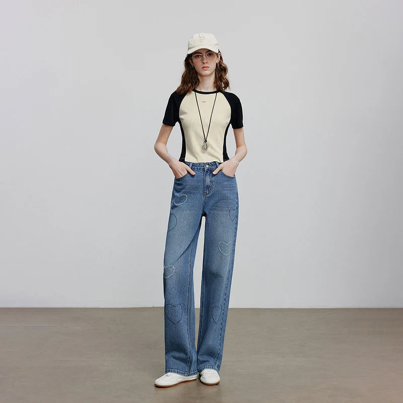 VILZSTUDIOS Mid Waist Straight Leg Jeans
