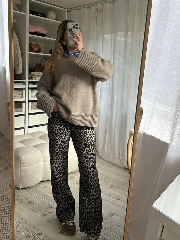 Cozy Rounded Neck Knit Sweater