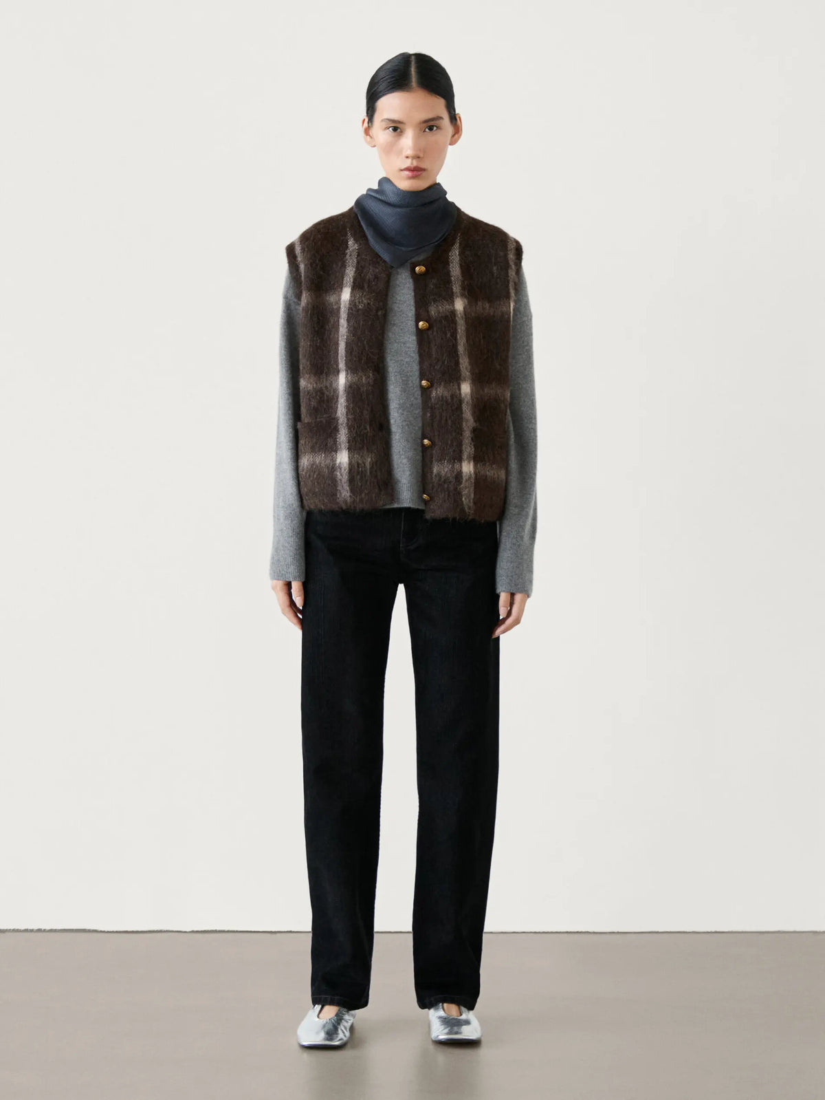 VILZSTUDIOS Chic Checkered Knitted Vest