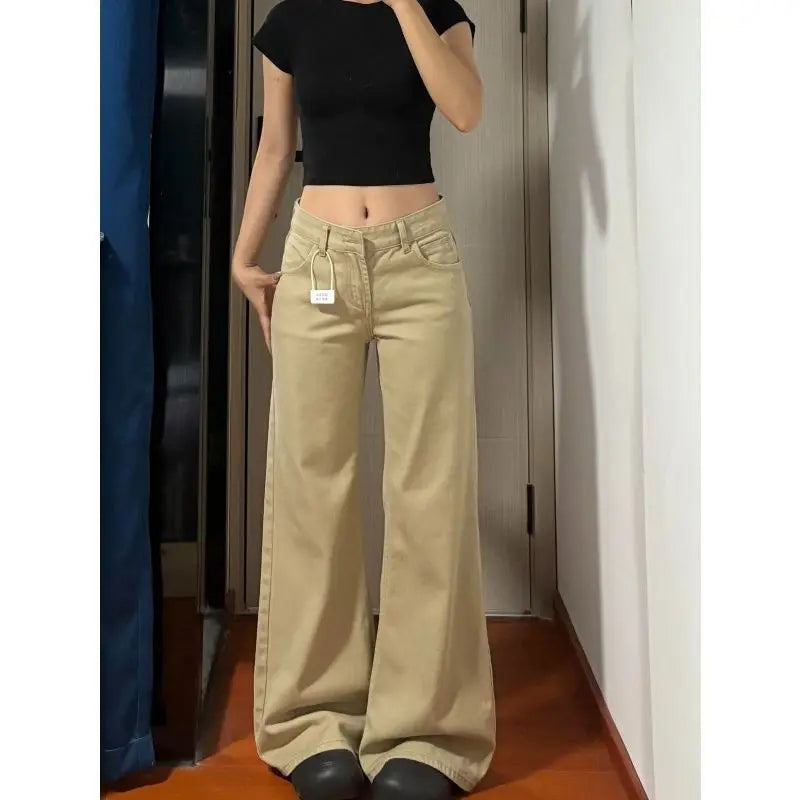 VILZSTUDIOS Vintage Flared Khaki Denim Jeans