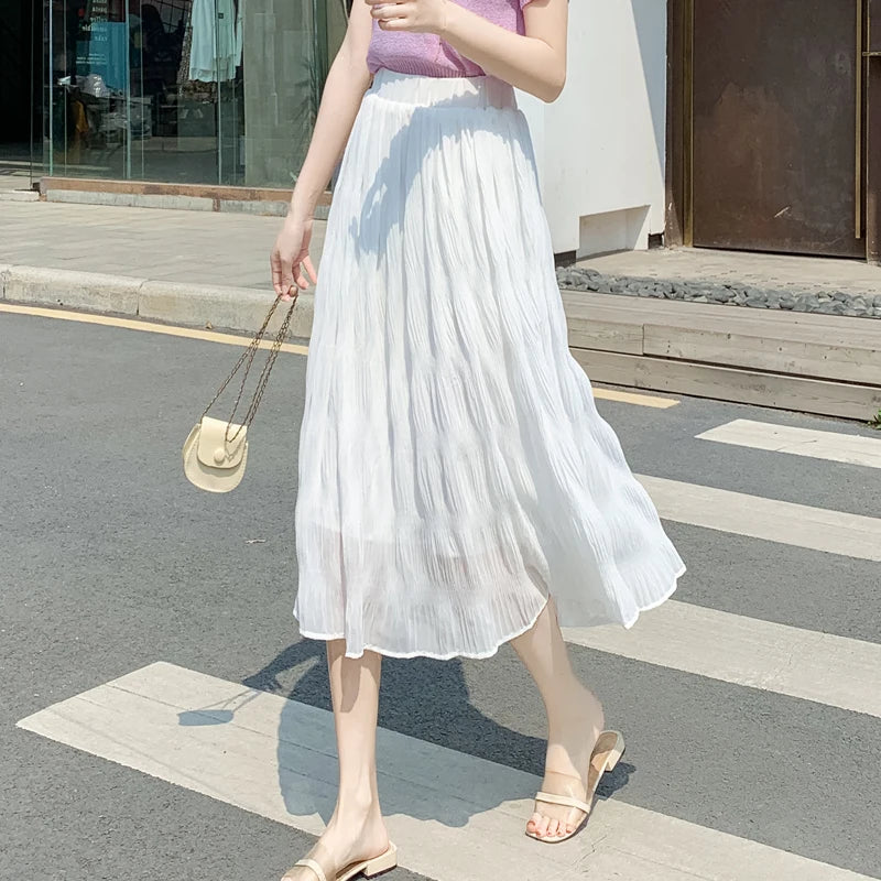 VILZSTUDIOS Gentle Pleated Chiffon Fairy Skirt A-Line.