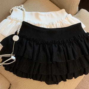 VILZSTUDIOS Ruched Ruffle Detail Mini Skirt