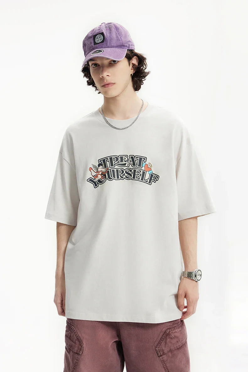 VILZSTUDIOS Cupid Printed Loose Cotton Short T-Shirt