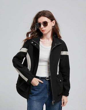 VILZSTUDIOS Contrasting Splicing Zipper Khaki Windbreaker Jacket