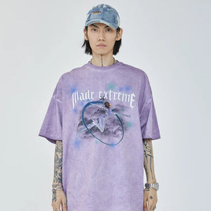 VILZSTUDIOS Loose Robot Girl Letter Print T-Shirt