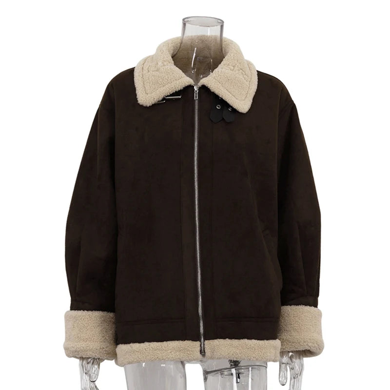 VILZSTUDIOS Retro Warm Contrast Suede Jacket