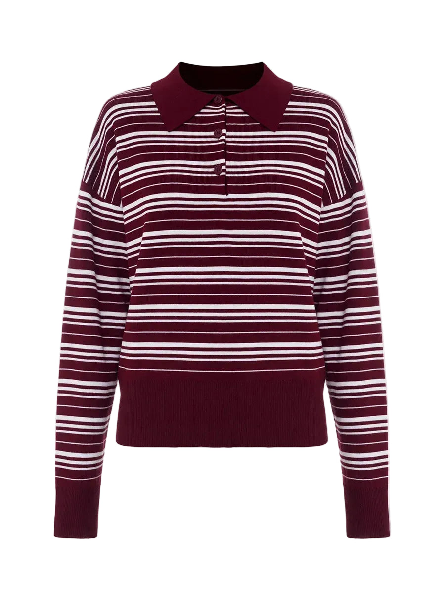 VILZSTUDIOS Retro Striped Knitted Polo Top