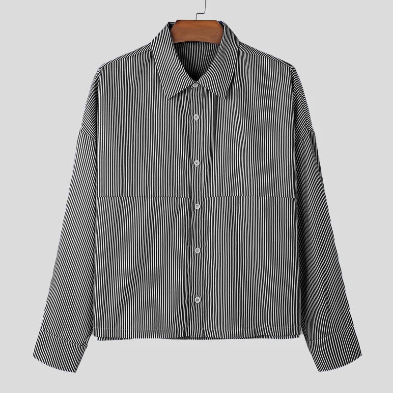 VILZSTUDIOS Cropped Striped Long Sleeve Shirt