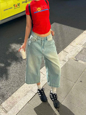 VILZSTUDIOS Vintage American Retro Style Cropped Pants