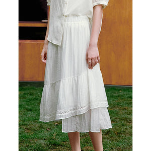 VILZSTUDIOS Lyocell Jacquard Spliced A-Line Skirt