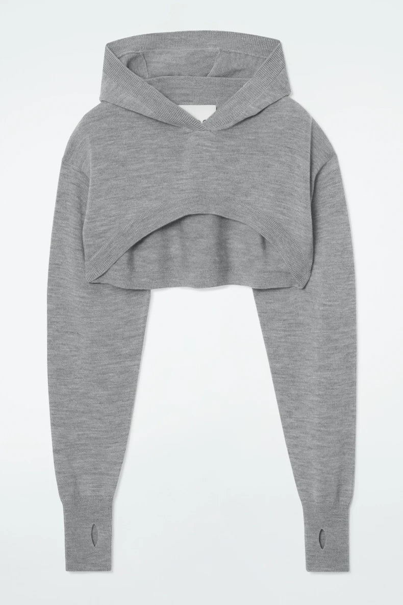 VILZSTUDIOS Wool Knit Cropped Hoodie