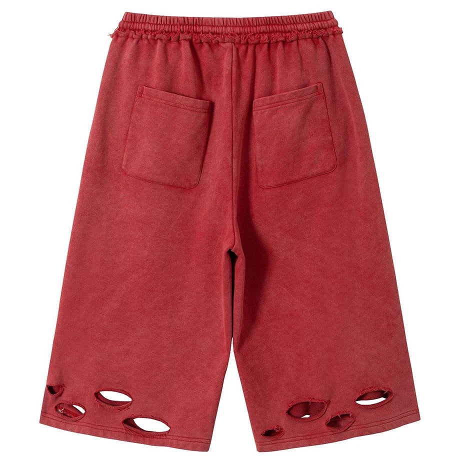 VILZSTUDIOS Retro Striped Ripped Lounge Shorts