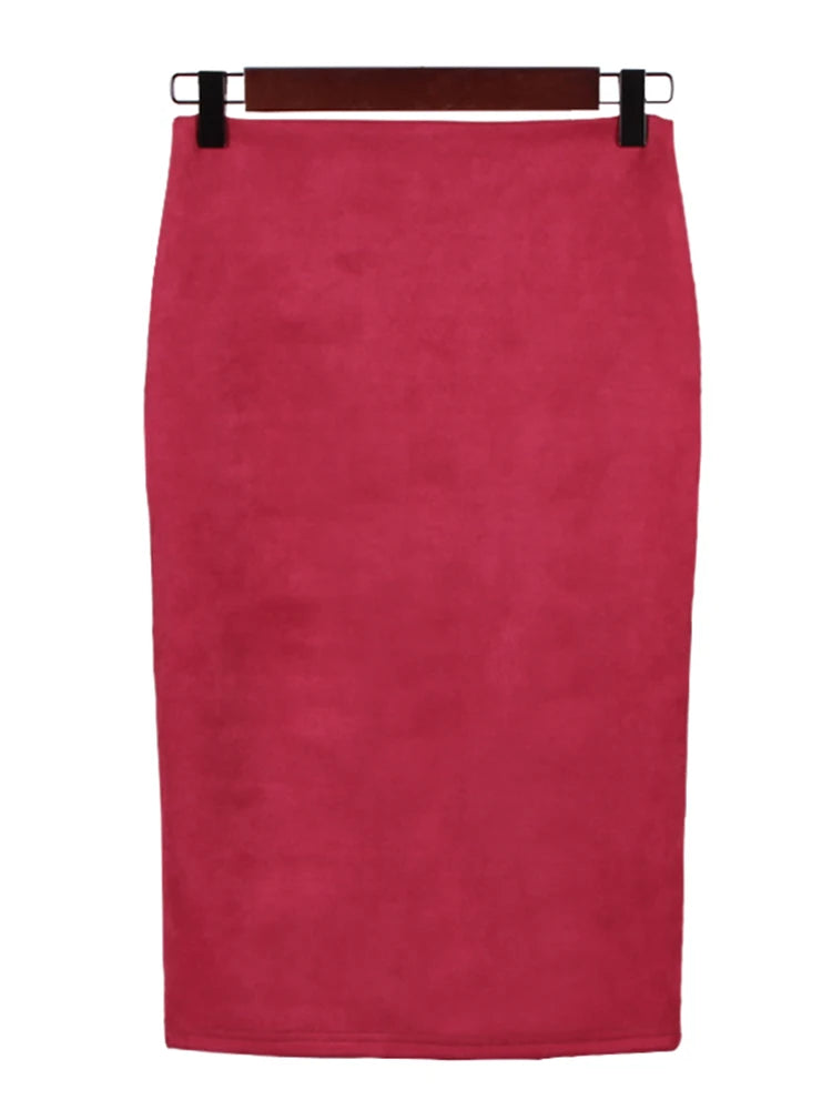 VILZSTUDIOS High Waist Suede Pencil Skirt