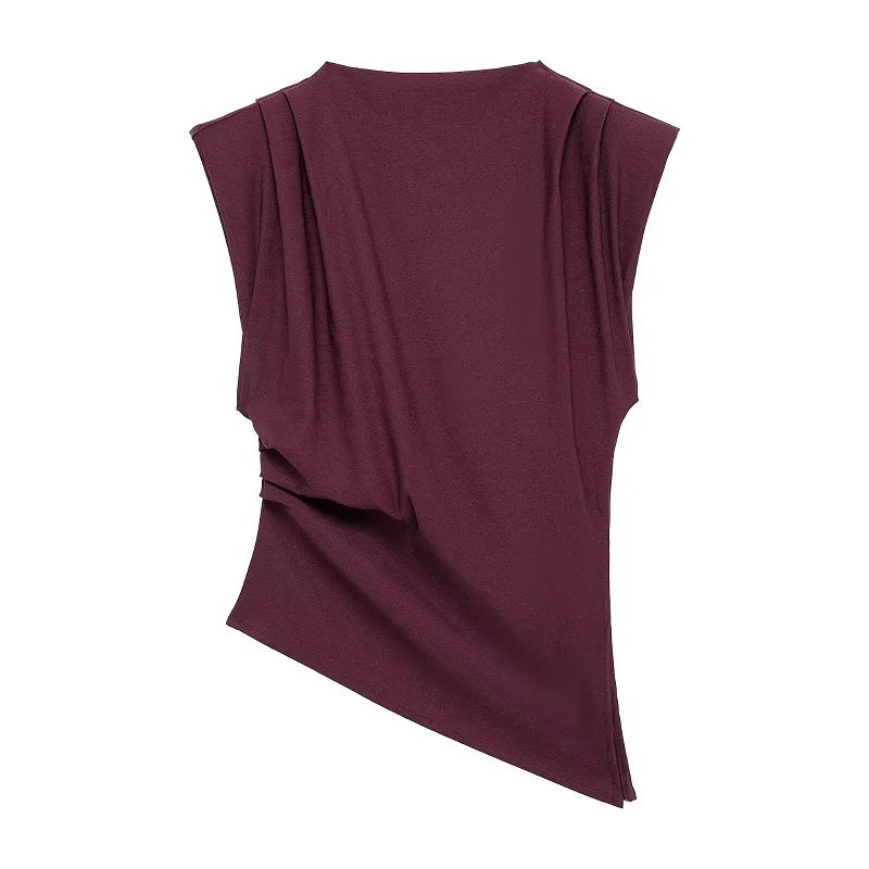 VILZSTUDIOS Chic Ruched Asymmetric Top