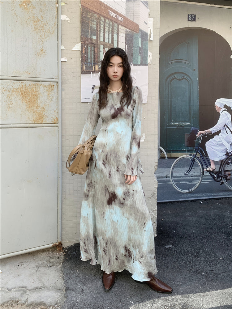 VILZSTUDIOS Pleated French Designer Maxi Dress
