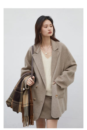 VILZSTUDIOS Chic Woolen Double Breasted Coat