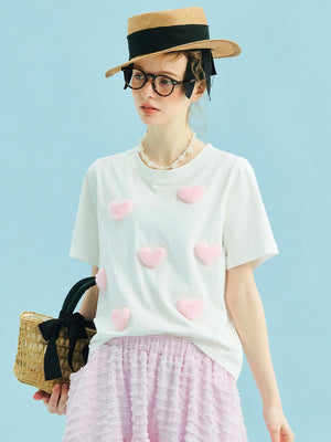 VILZSTUDIOS Soft Comfort White Heart Patch T-Shirt