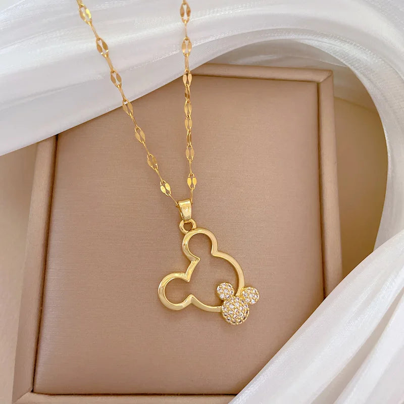 VILZSTUDIOS Disney Hollow Mickey Mouse Zircon Pendant Necklace
