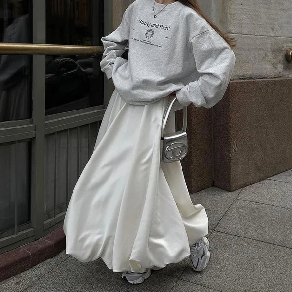 Vintage Satin Balloon Skirt Long A-Line