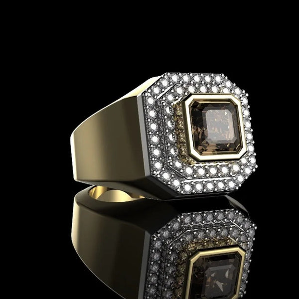 Luxury Gold Silver White Stones Ring