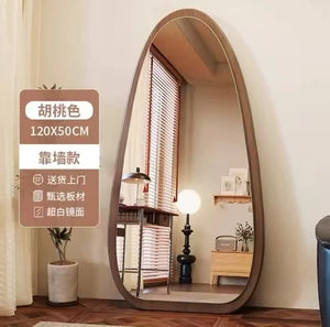 VILZSTUDIOS Bedroom Wooden Mirror Circular Standing Oval Big Decoration Full Body Modern Mirror Living Room Floor Espelhos Home Decorations