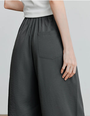 VILZSTUDIOS Elastic Waist Curved Split Casual Pants