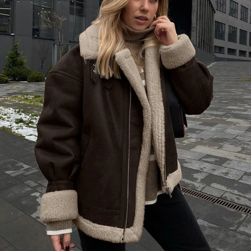 VILZSTUDIOS Retro Warm Contrast Suede Jacket