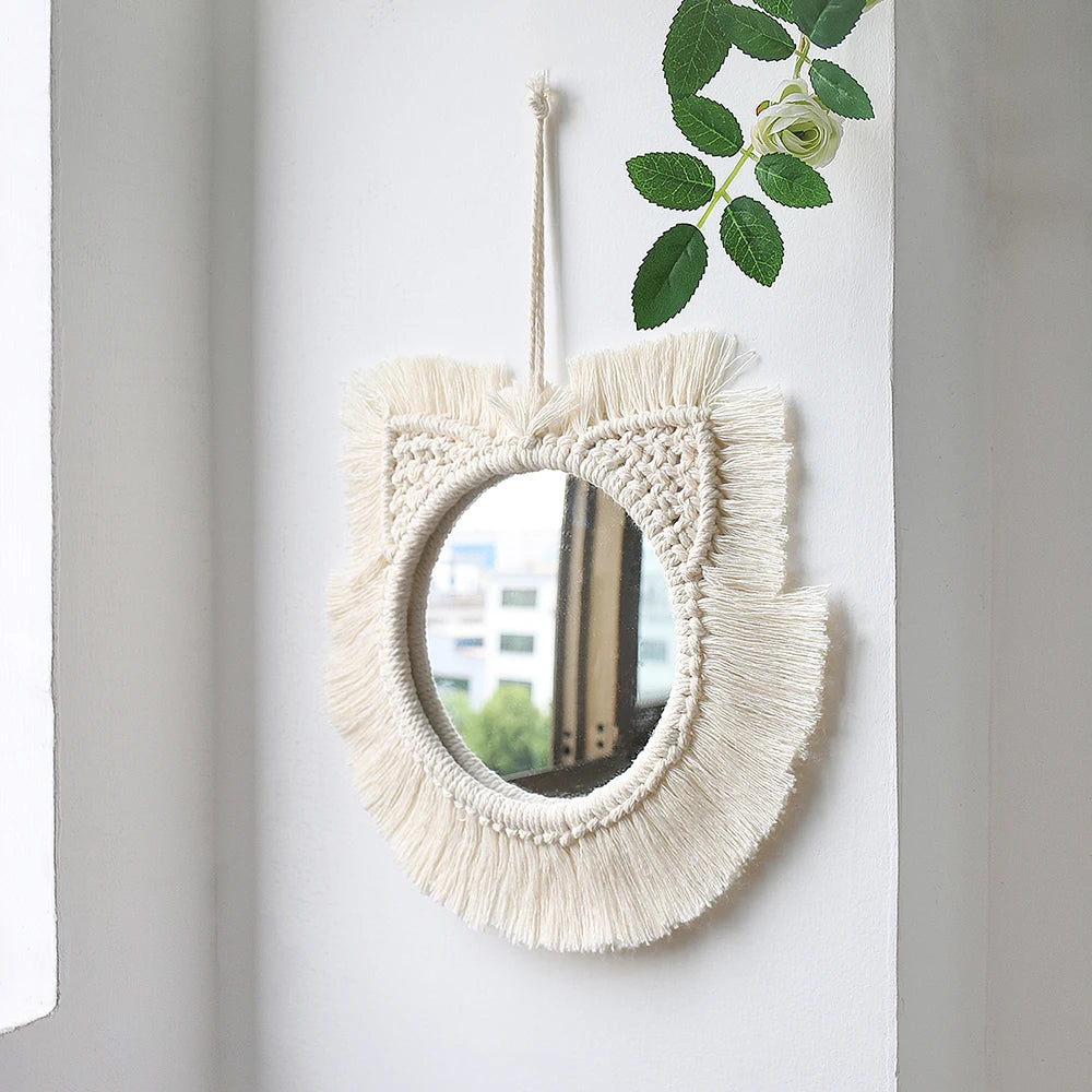 VILZSTUDIOS Macrame Mirror Wall Decoration Boho Home Decor Mirrors for Bedroom Wall Mirrors for Living Room Baby Room Decoration Nursery