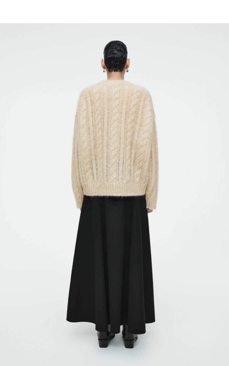VILZSTUDIOS Champagne Classic Twist Knit Sweater