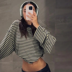VILZSTUDIOS Loose Striped Long Sleeve Top