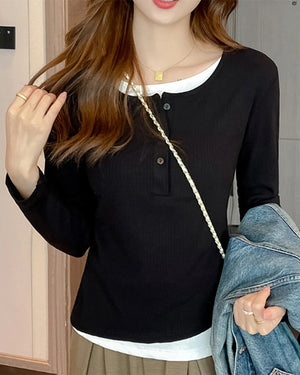 VILZSTUDIOS Button Trim Sweater