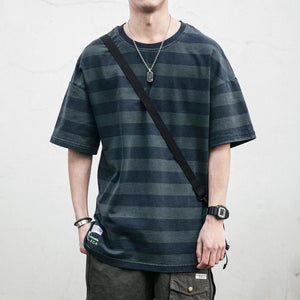 VILZSTUDIOS Striped Trendy Japanese Casual Short T-Shirt