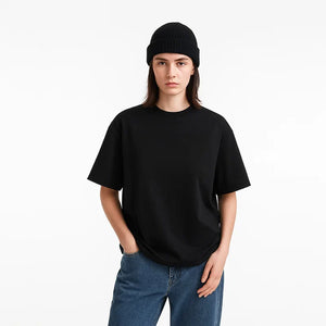 VILZSTUDIOS Black Minimalist Drop Shoulder Cotton T-Shirt