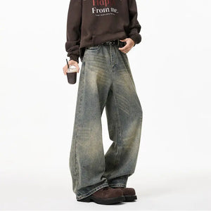 VILZSTUDIOS Vintage Distressed Wide Leg Denim Jeans