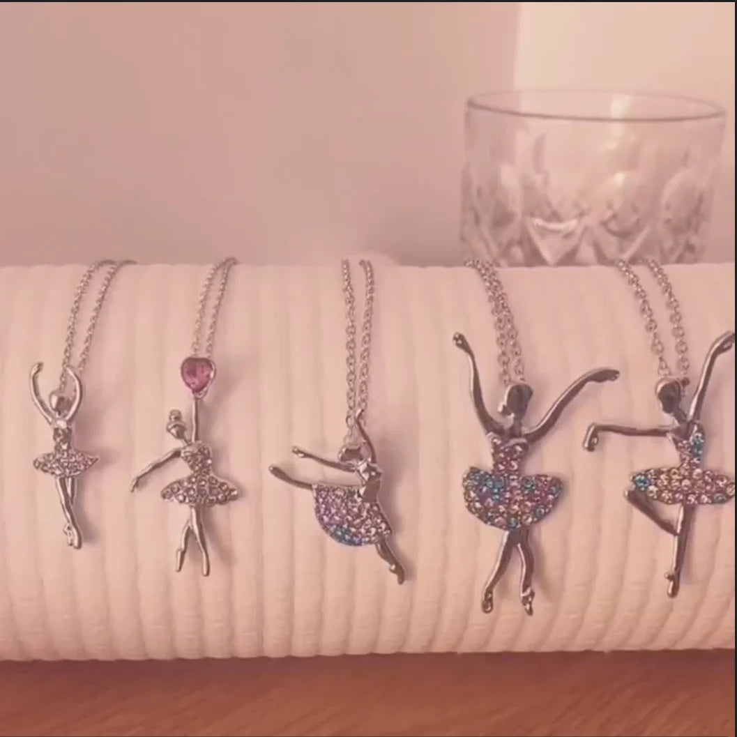 VILZSTUDIOS Crystal Zircon Charm Dancing Ballerina Necklace