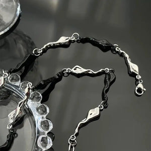 VILZSTUDIOS Irregular Wave Necklace Punk Black White