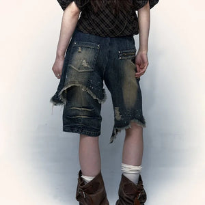 VILZSTUDIOS Vintage Grunge Aesthetic Distressed Denim Jeans