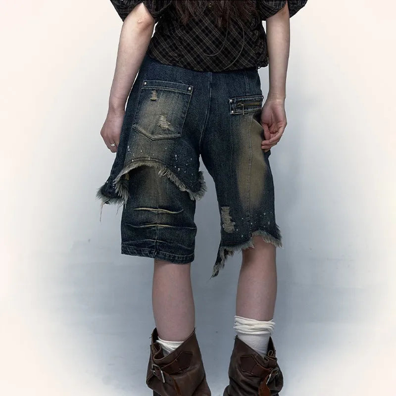 VILZSTUDIOS Vintage Grunge Aesthetic Distressed Denim Jeans