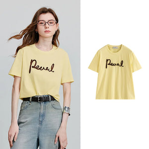 VILZSTUDIOS Comfortable Letter Print Round Neck T-Shirt