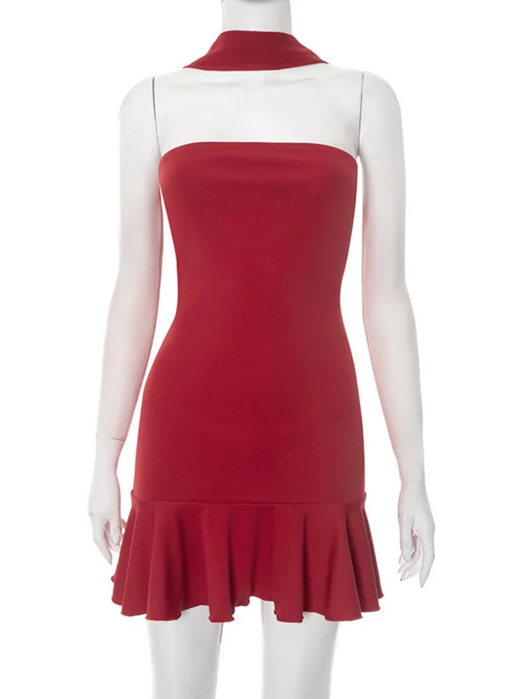 VILZSTUDIOS Sultry Strapless Halter Mini Dress