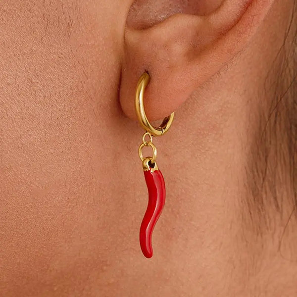 Women Red Chili Pepper Drop Earring