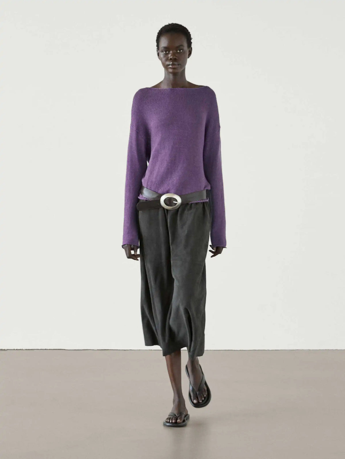 VILZSTUDIOS Purple Casual Round Neck Sweater