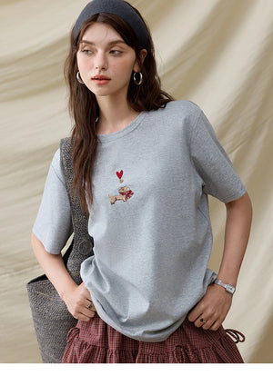 VILZSTUDIOS Basic Dog Embroidery T-Shirt