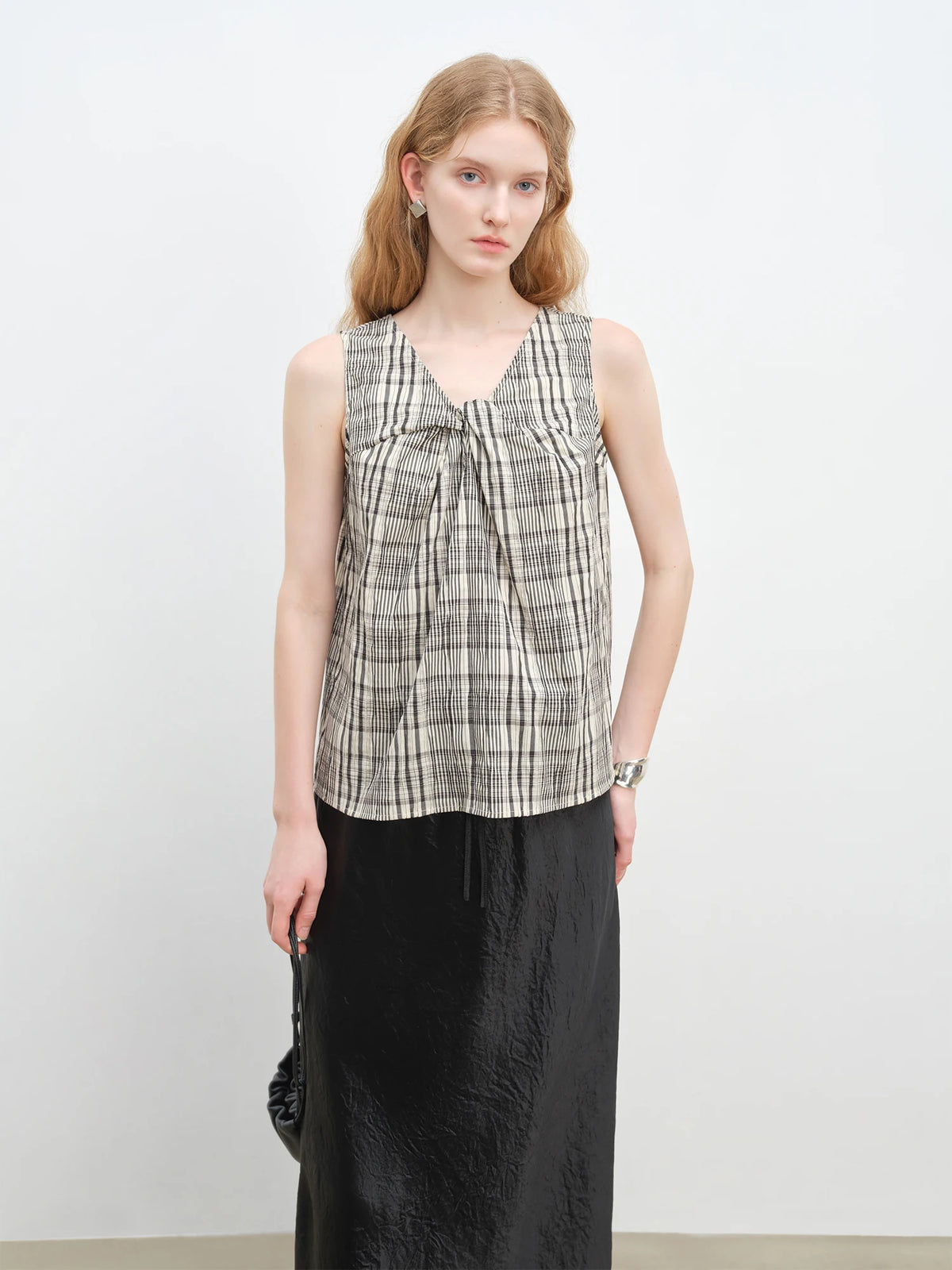 VILZSTUDIOS French Retro Strapless Checked Top