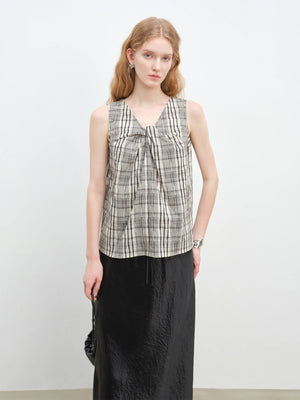 VILZSTUDIOS French Retro Strapless Checked Top