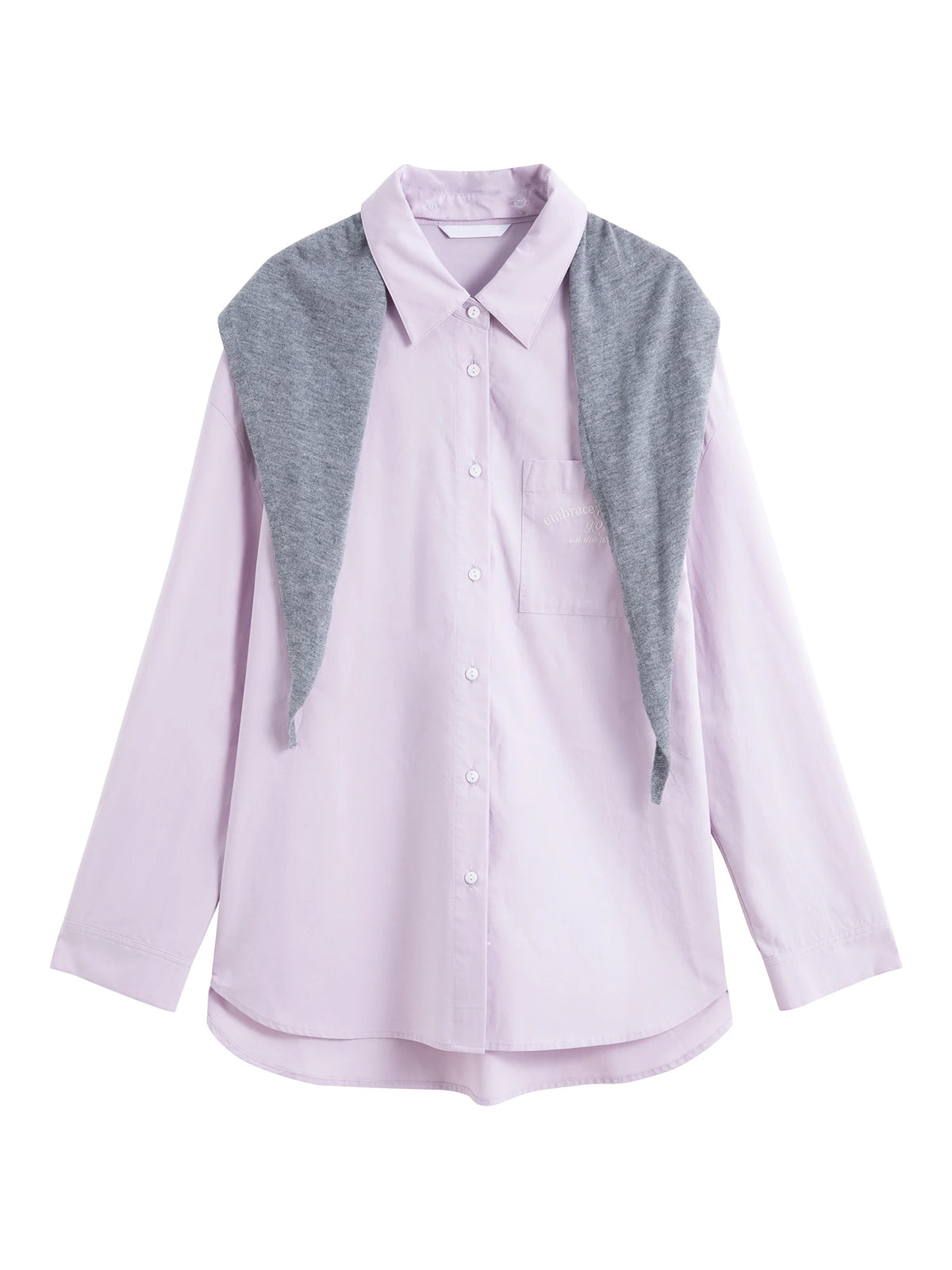 VILZSTUDIOS Blocked Shawl Casual Shirt