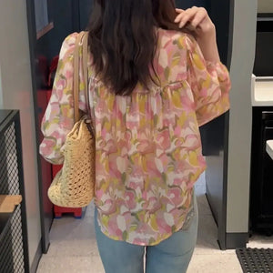 VILZSTUDIOS Chic Floral Long Sleeve Women Blouse