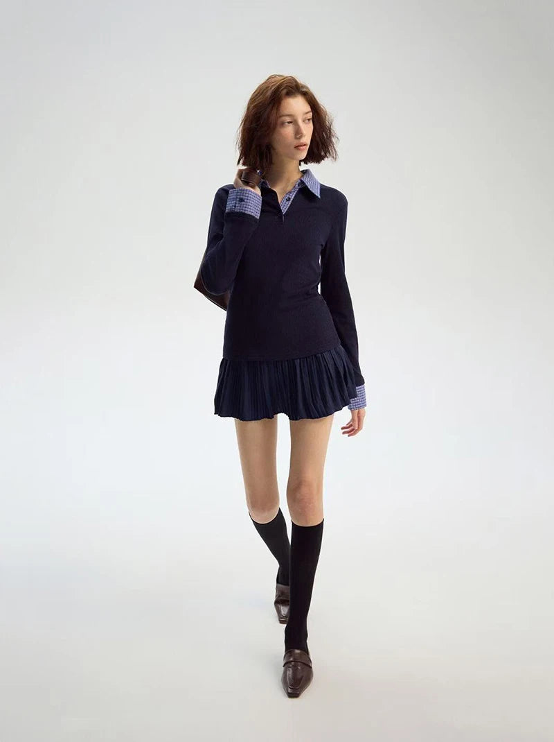 VILZSTUDIOS Chic Plaid Patchwork Sweater